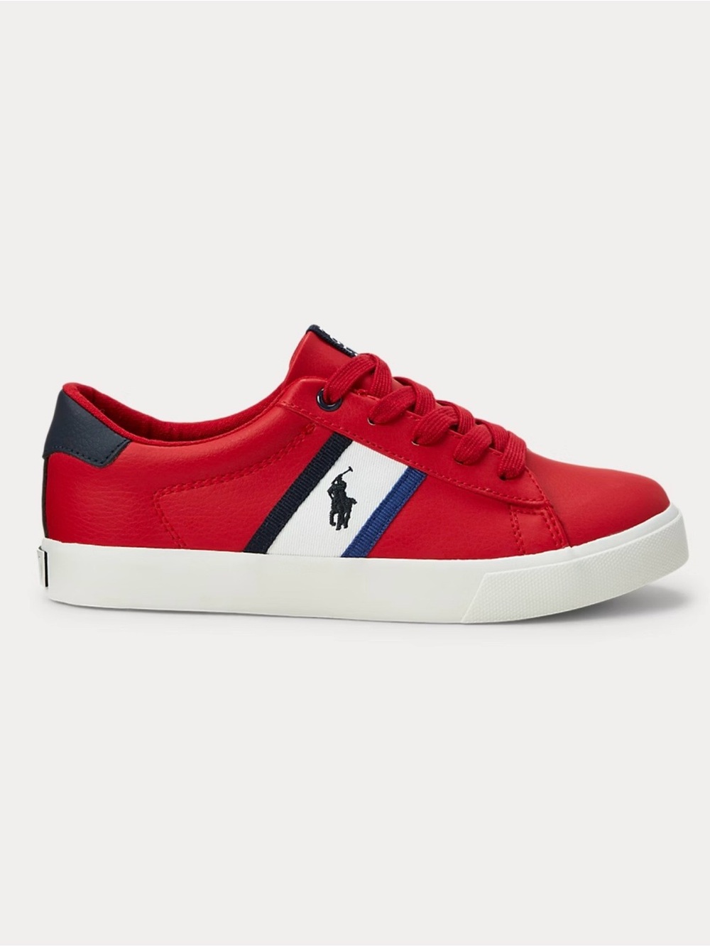 Polo by Ralph Lauren Red Low-Top Sneakers with Navy & White Trim